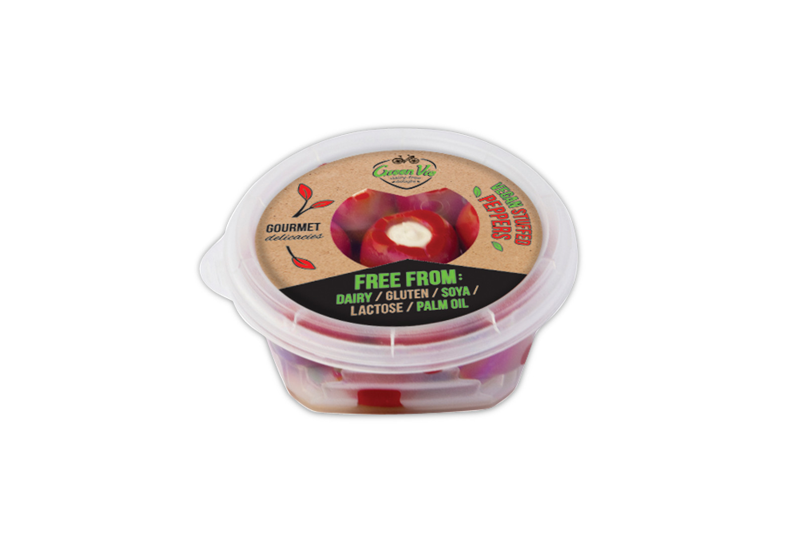 Vegan Dairy-Free Red peppers stuffed with GreenVie spread