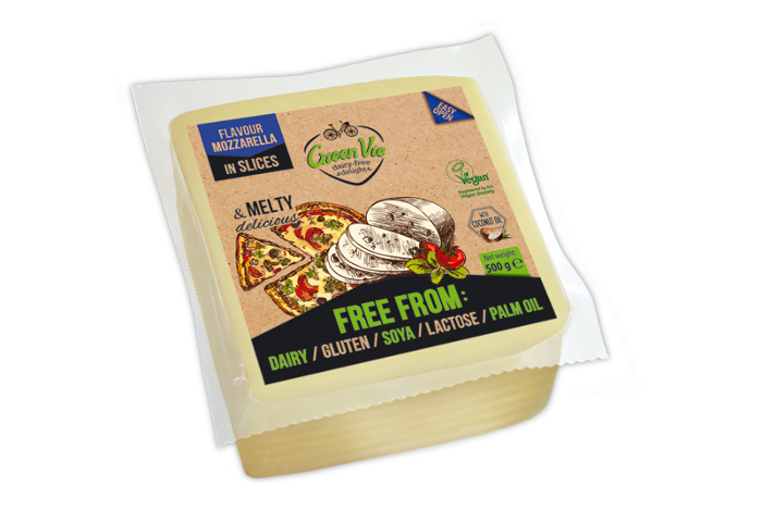 Vegan Dairy-Free Mozzarella cheese flavour package slices 500g Foodservice