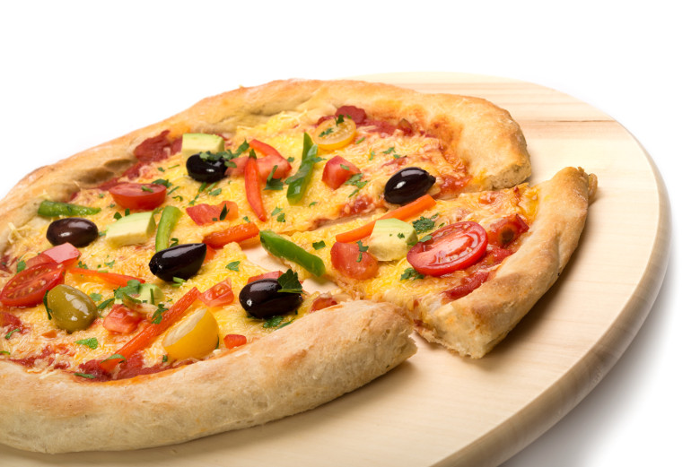Delicious Vegan Dairy-free Plant Based Diet Pizza with Gouda flavour Cheese 4 servings plate