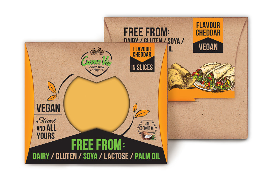 Vegan Dairy-Free Cheddar flavour cheese package slices 100g and 200g