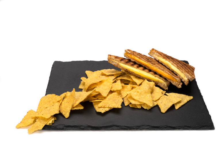 Vegan Dairy-free Plant Based Diet 2 servings plate with Toasts with Gouda Flavour Cheese